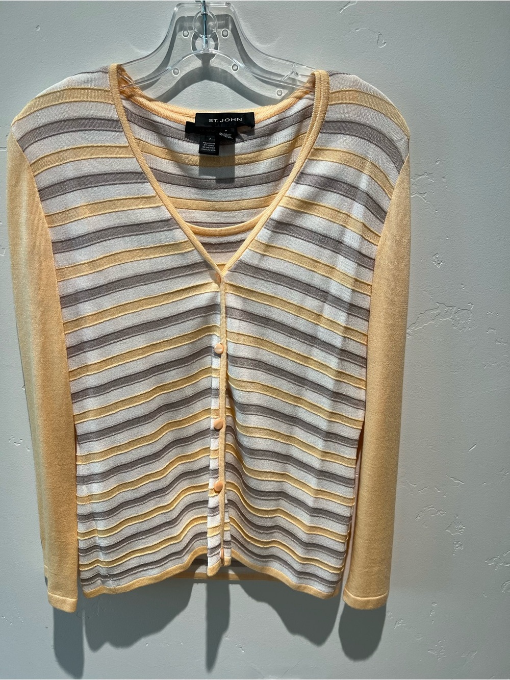 St. John Santana Knit Twinset Striped Tank & Cardigan Petite Orange Gray